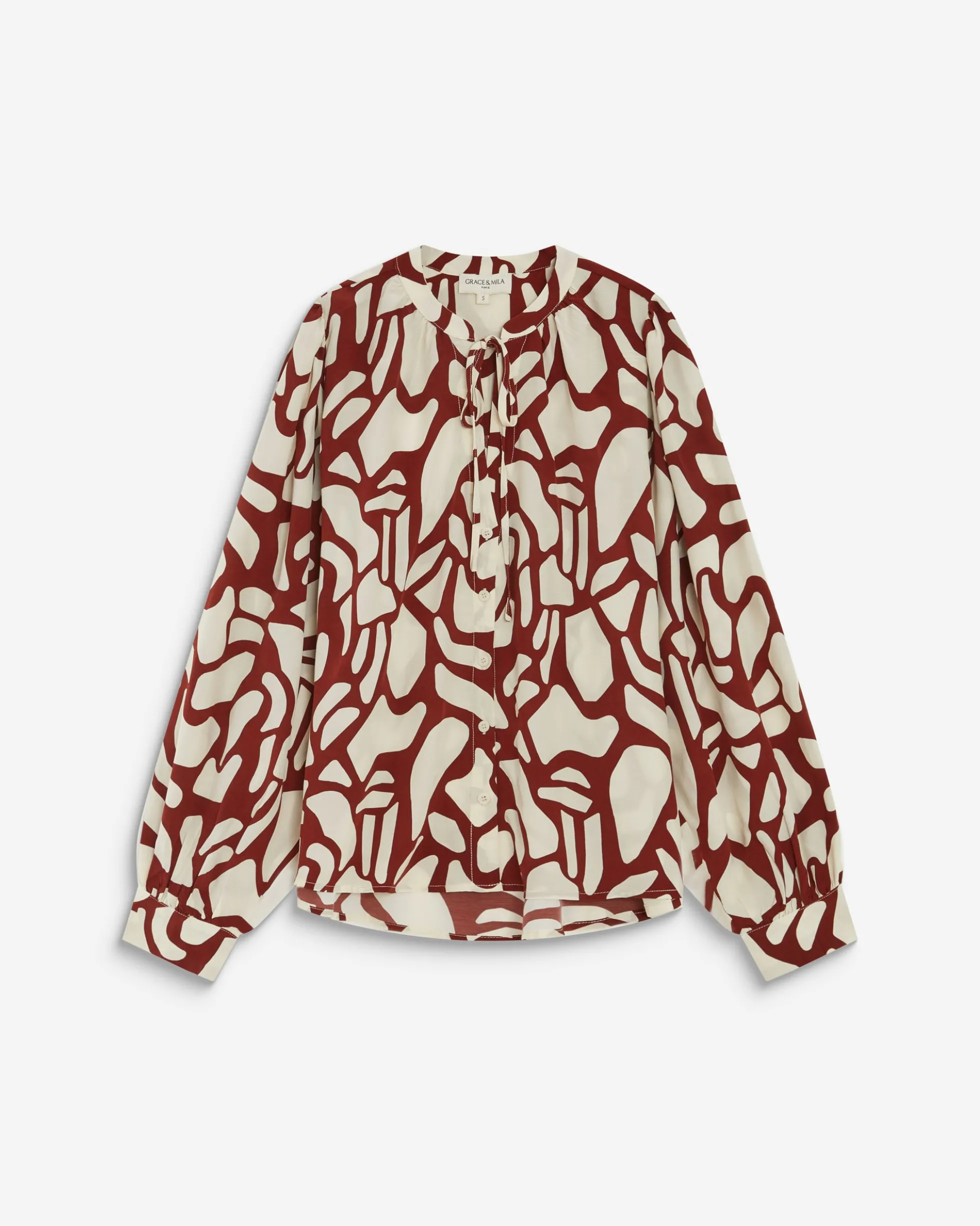 Blouse col V à imprimé géométrique terracotta Ambrine