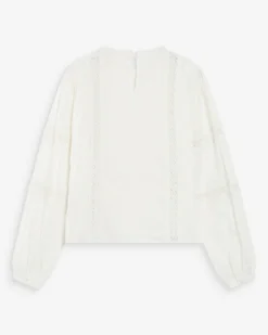 Blouse col à volants avec dentelle ivoire Velma