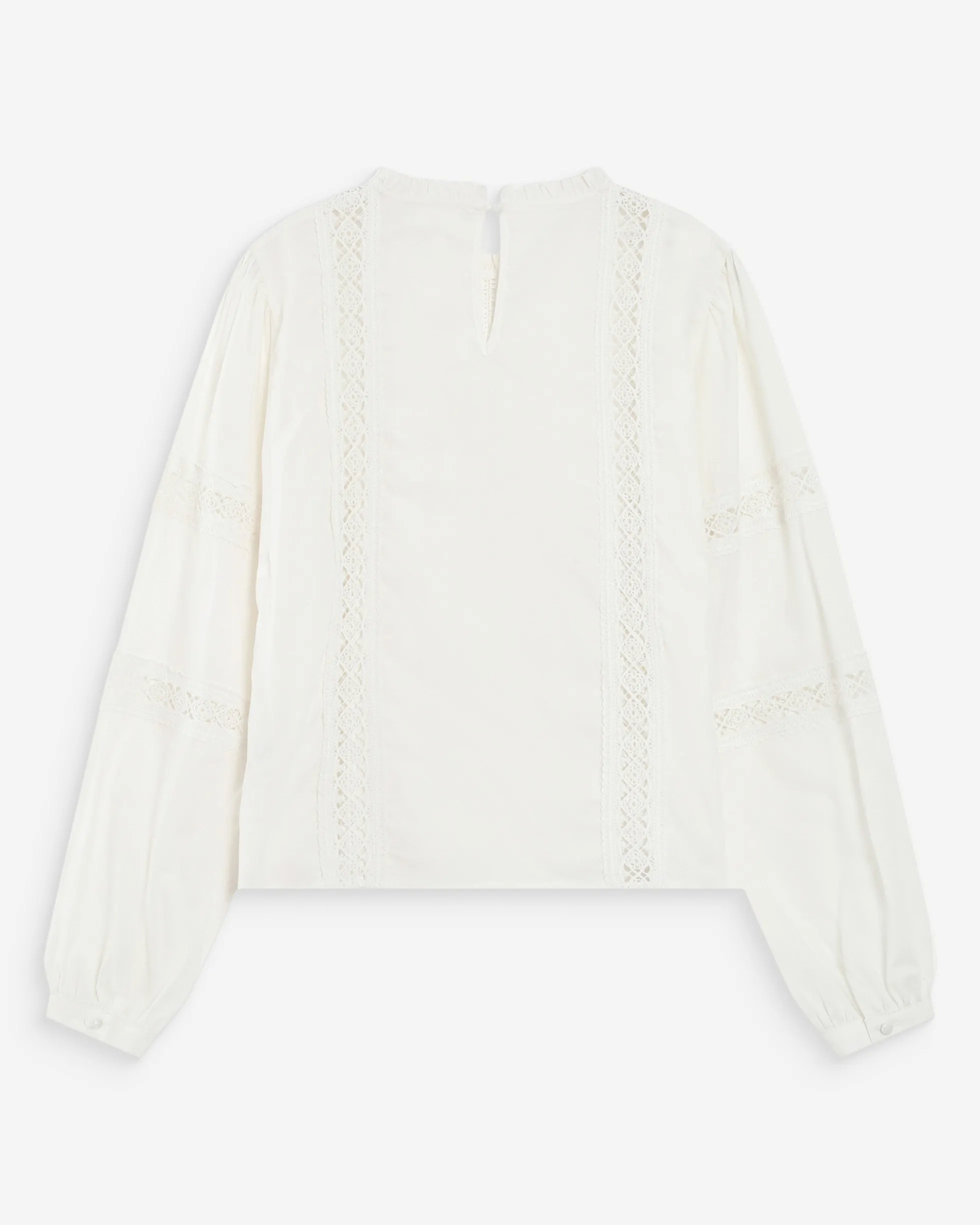 Blouse col à volants avec dentelle ivoire Velma