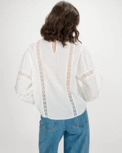 Blouse col à volants avec dentelle ivoire Velma