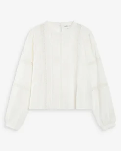 Blouse col à volants avec dentelle ivoire Velma