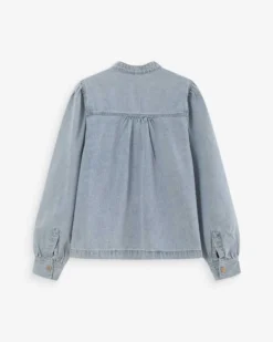 Blouse droite en denim manches longues skyblue Valory