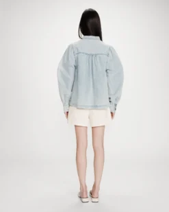 Blouse droite en denim manches longues skyblue Valory