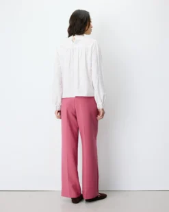 Blouse en broderie anglaise dos à nouer ivoire Abigail