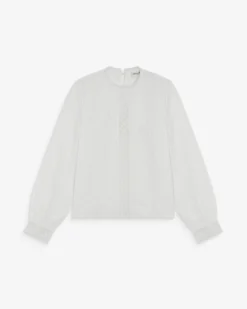 Blouse en broderie anglaise dos à nouer ivoire Abigail