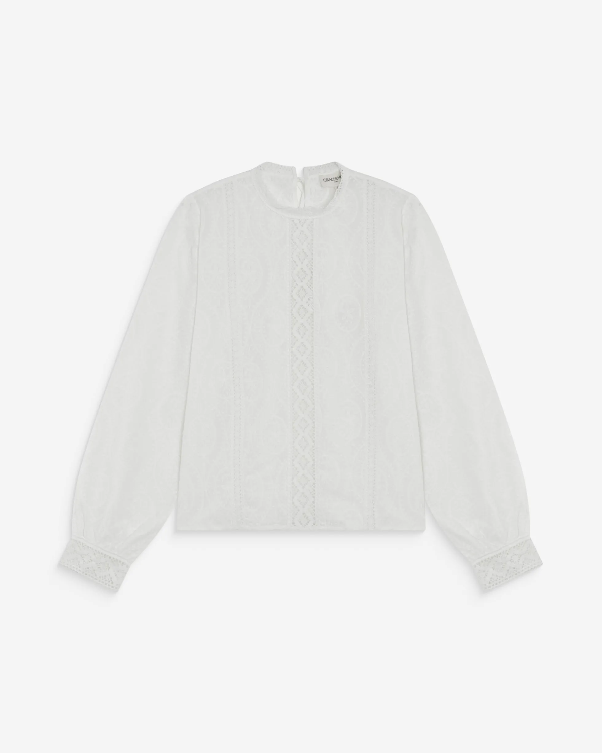 Blouse en broderie anglaise dos à nouer ivoire Abigail