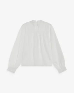 Blouse en broderie anglaise dos à nouer ivoire Abigail