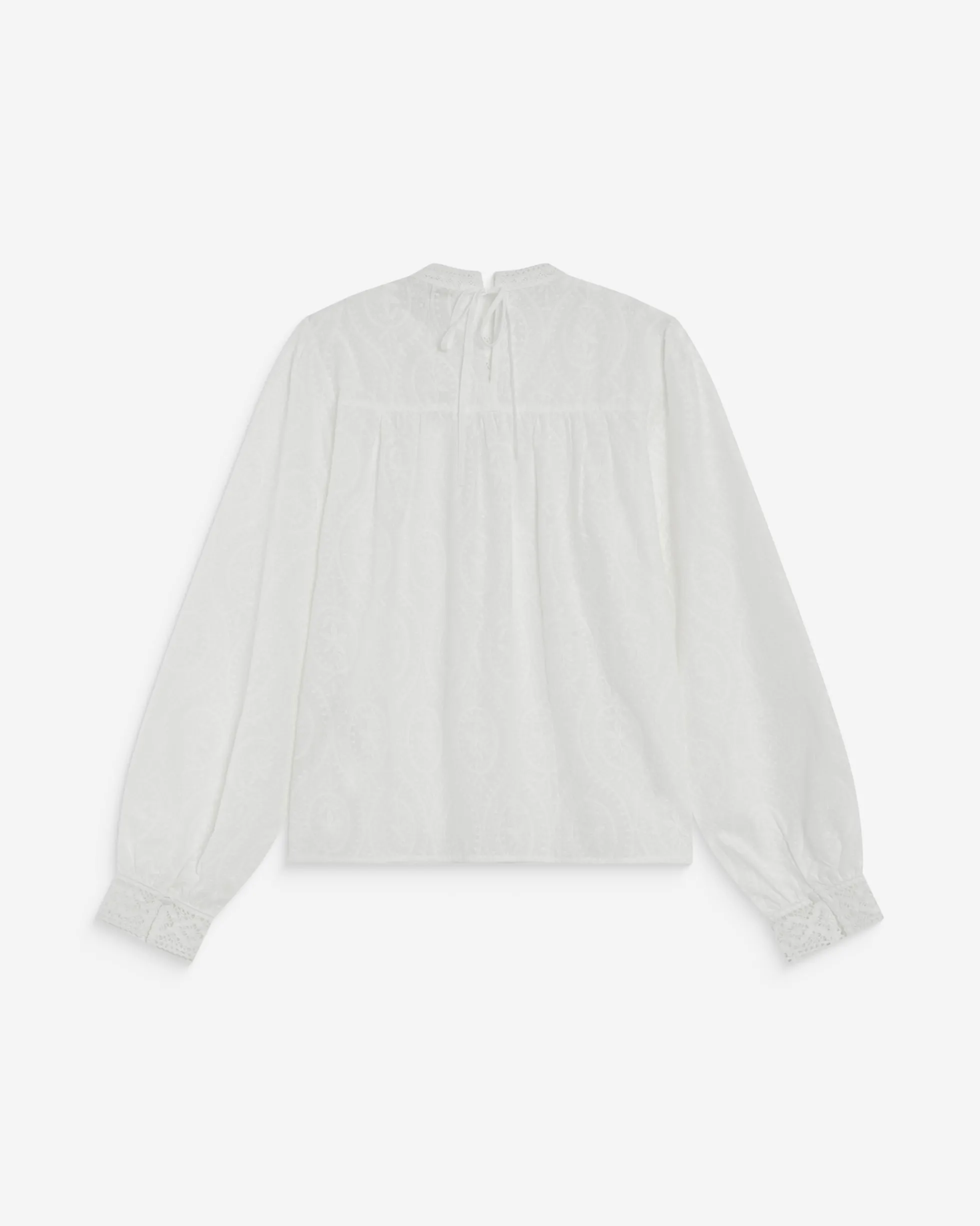 Blouse en broderie anglaise dos à nouer ivoire Abigail