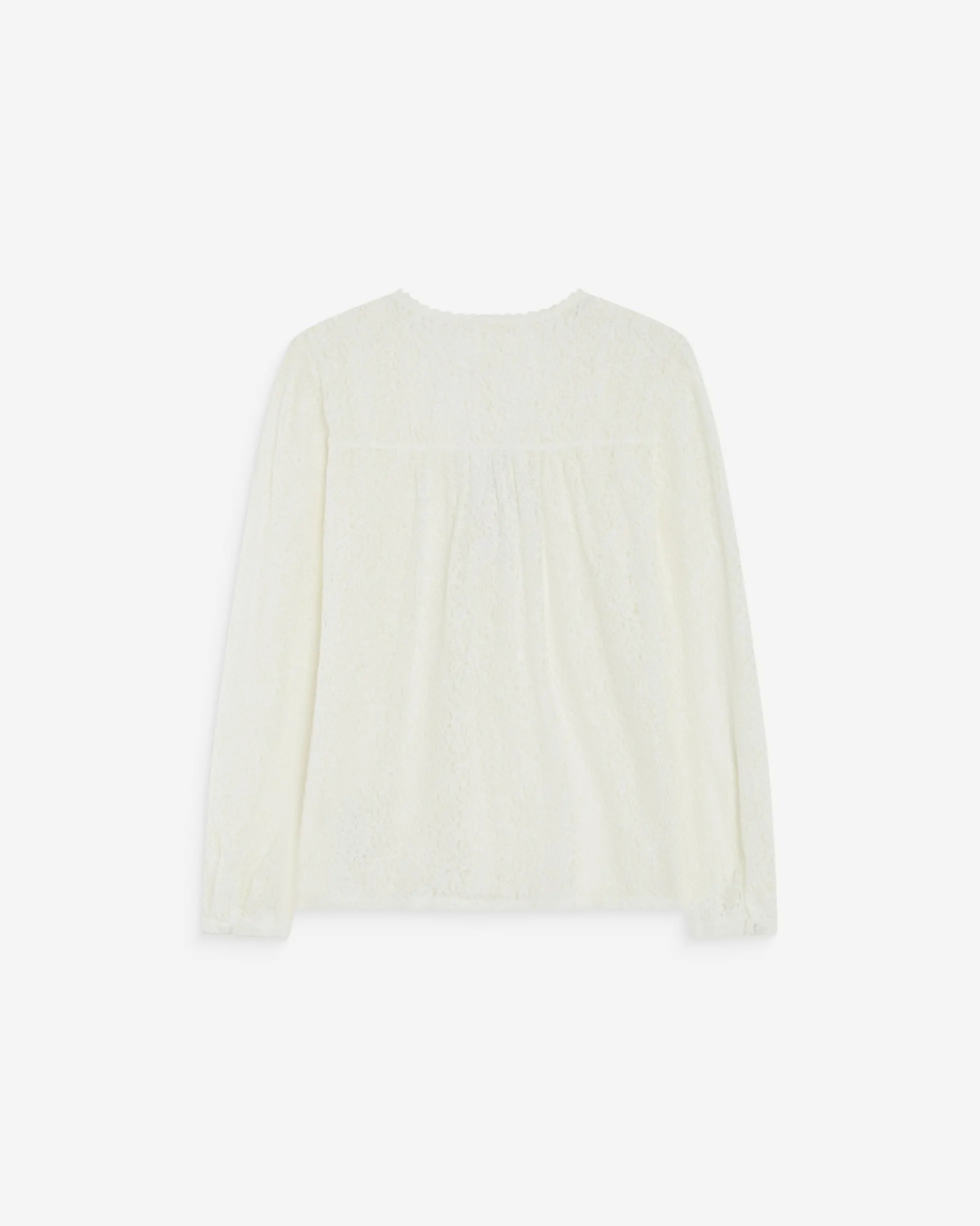 Blouse en dentelle col V manches longues ivoire Aurora