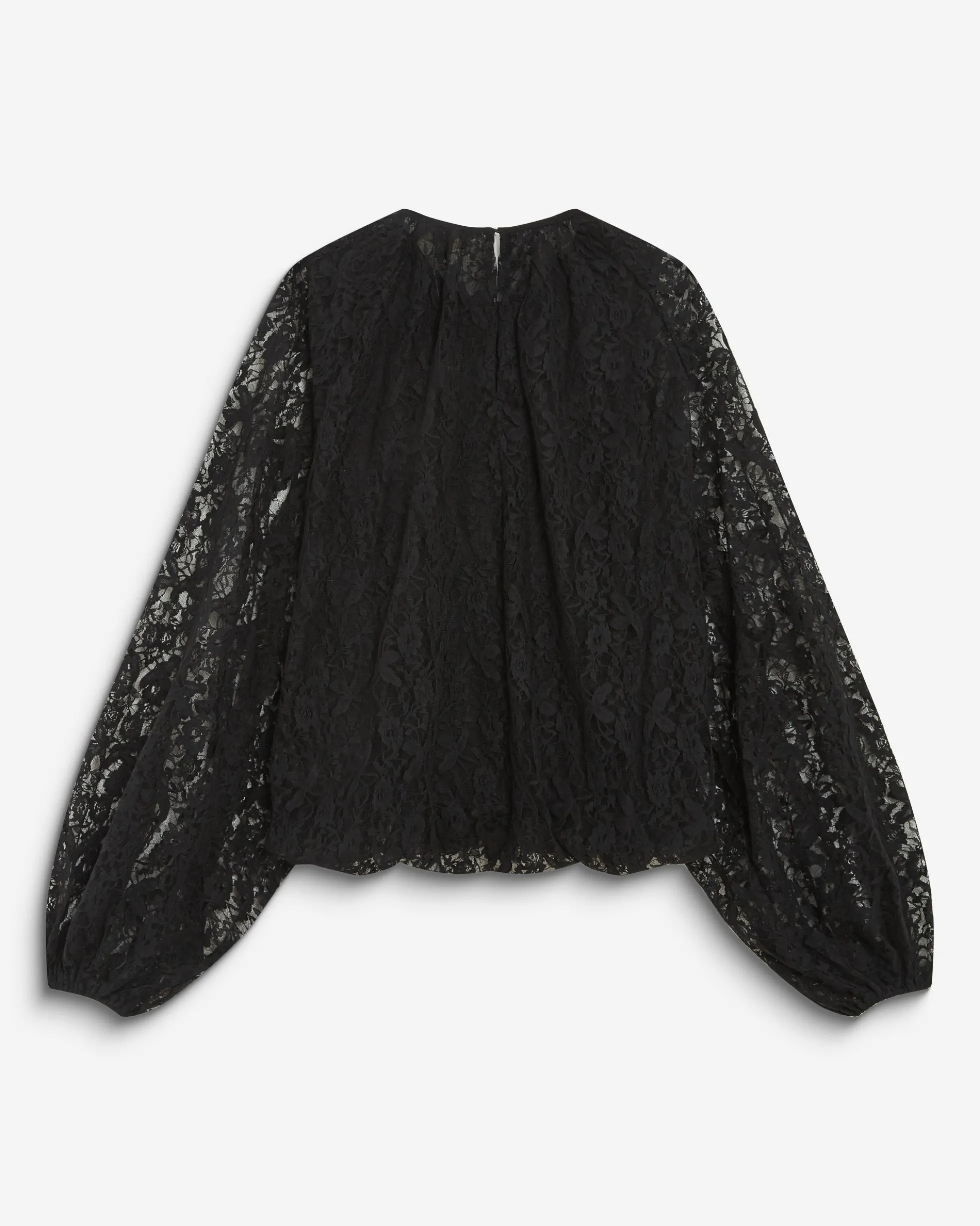 Blouse fluide en dentelle manches bouffantes noir Beth