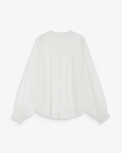 Blouse fluide transparente en mousseline lurex ecru Belinda