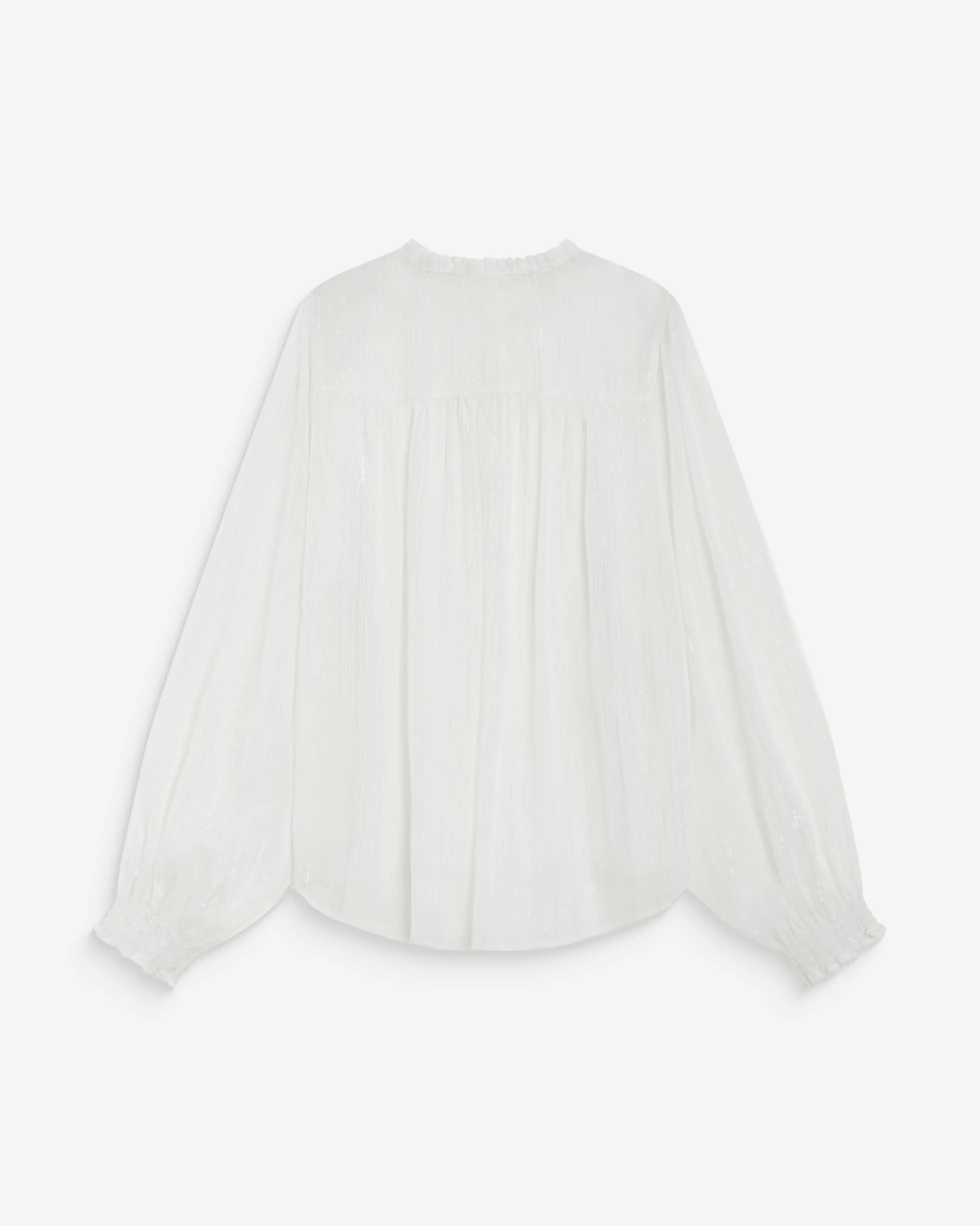 Blouse fluide transparente en mousseline lurex ecru Belinda