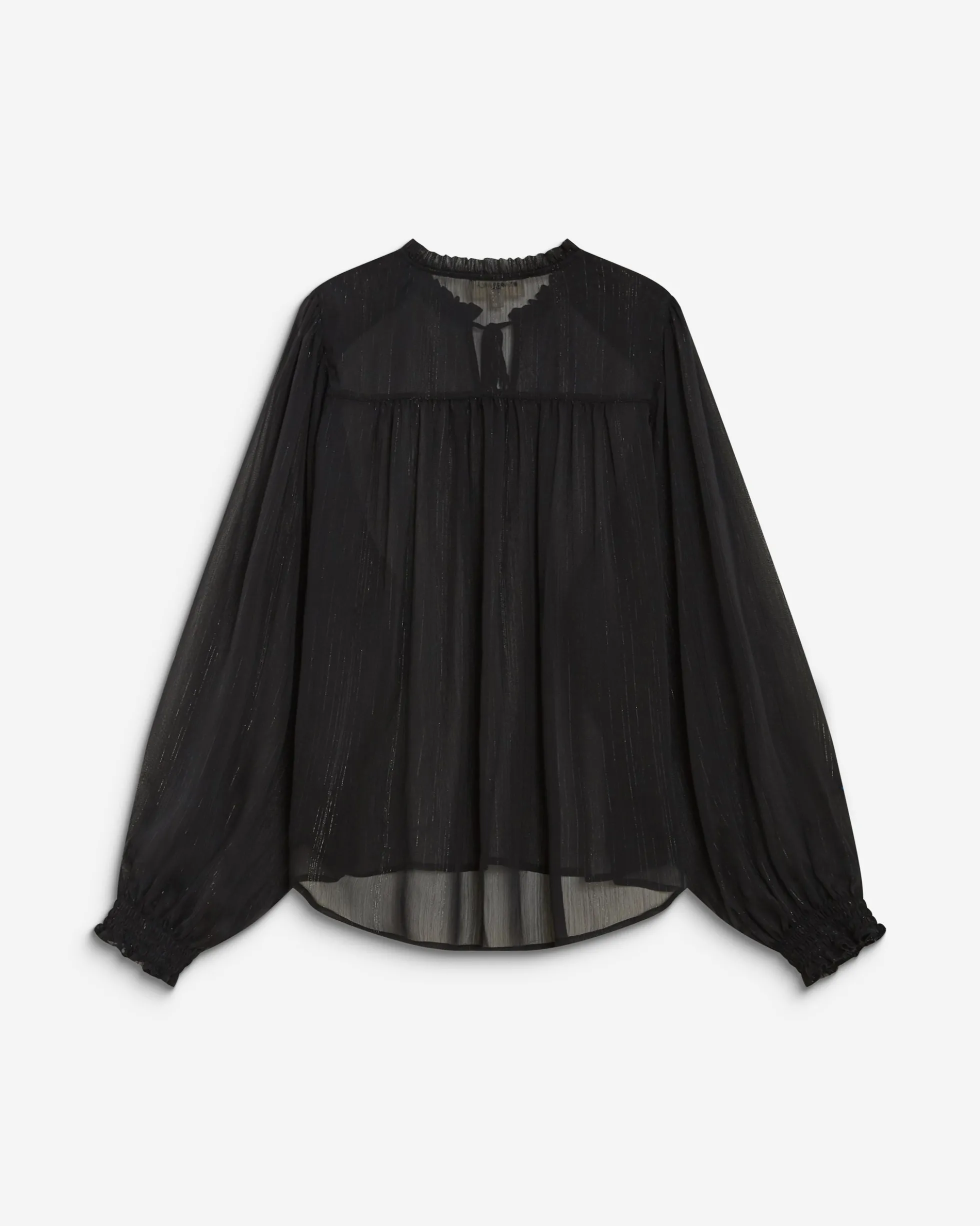 Blouse fluide transparente en mousseline lurex noir Belinda