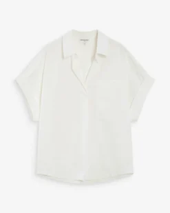 Blouse large en coton manches courtes ivoire Versigny