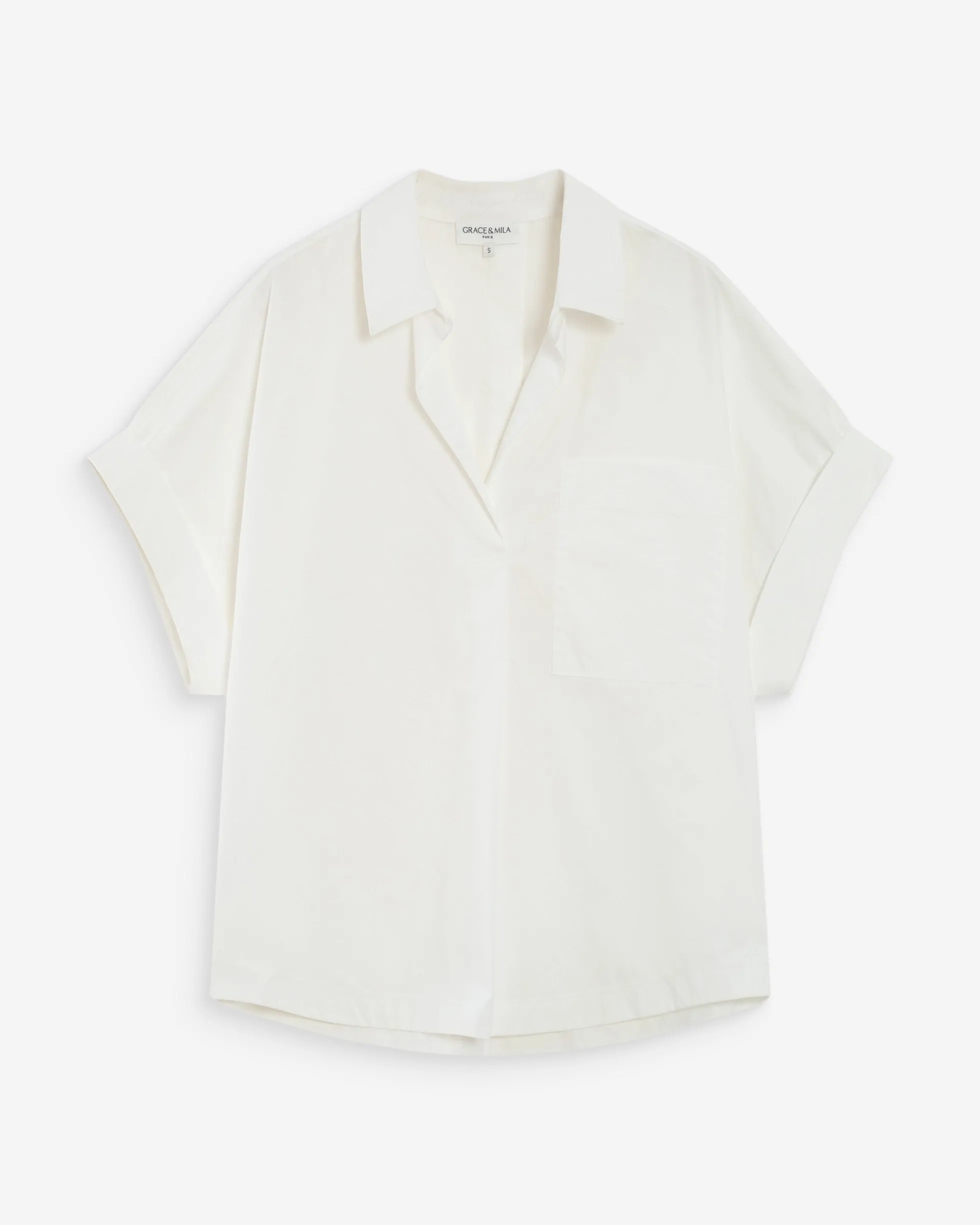 Blouse large en coton manches courtes ivoire Versigny