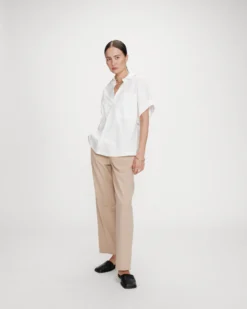 Blouse large en coton manches courtes ivoire Versigny