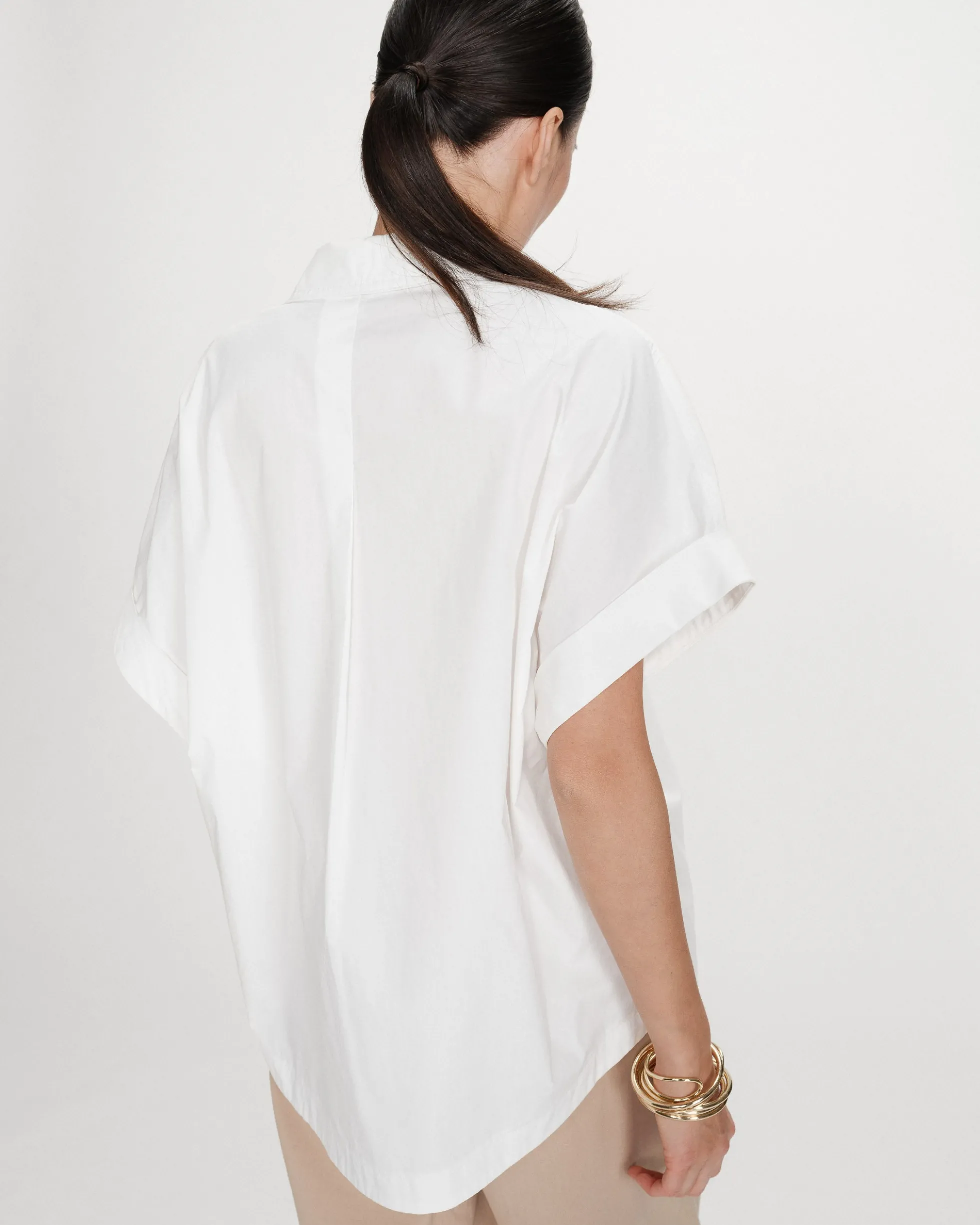 Blouse large en coton manches courtes ivoire Versigny