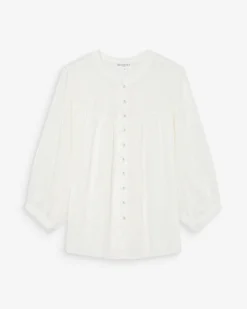 Blouse à manches ballons ample boutonnée ivoire Vanille