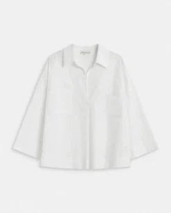 Blouse oversize manches larges en coton ivoire Ambre
