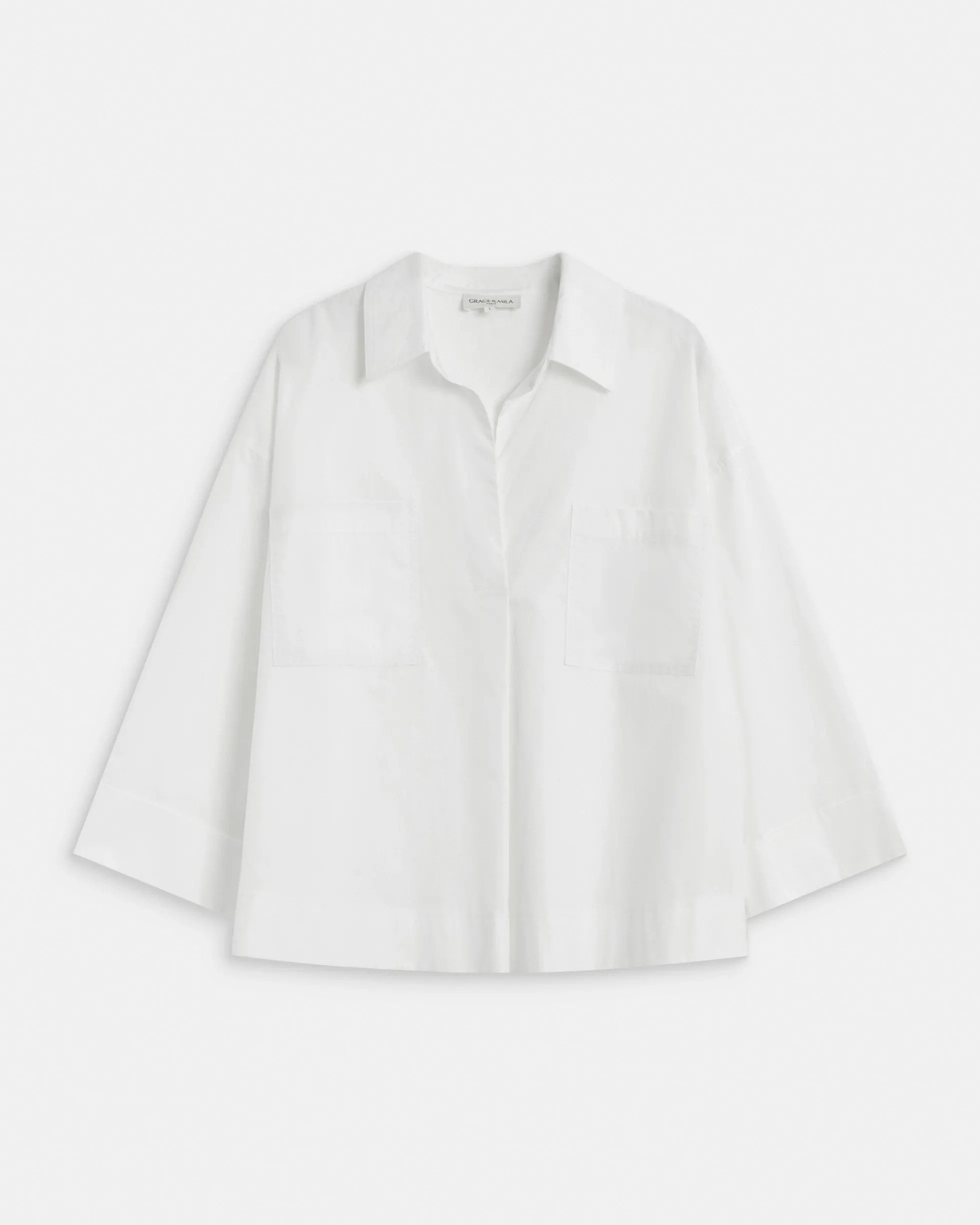 Blouse oversize manches larges en coton ivoire Ambre