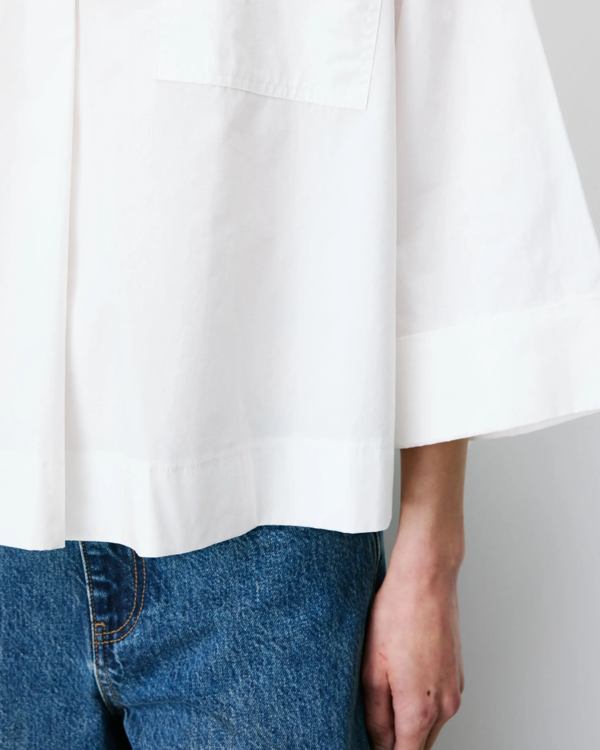 Blouse oversize manches larges en coton ivoire Ambre