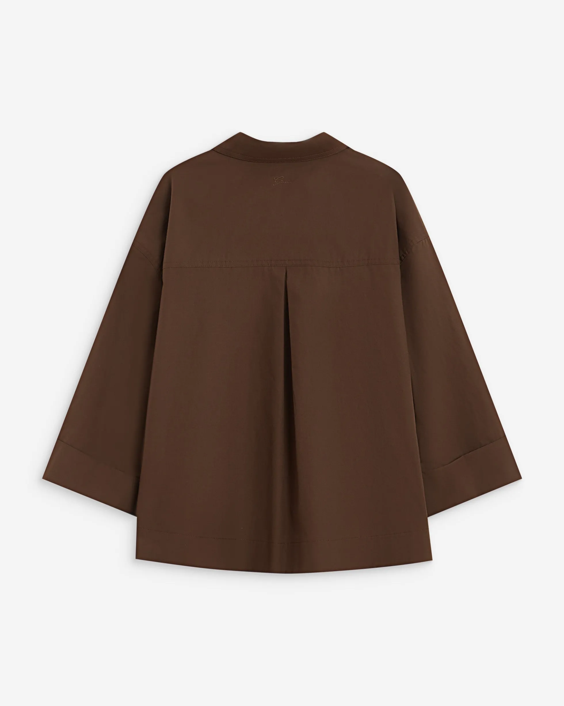 Blouse oversize manches larges en coton chocolat Ambre