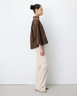 Blouse oversize manches larges en coton chocolat Ambre
