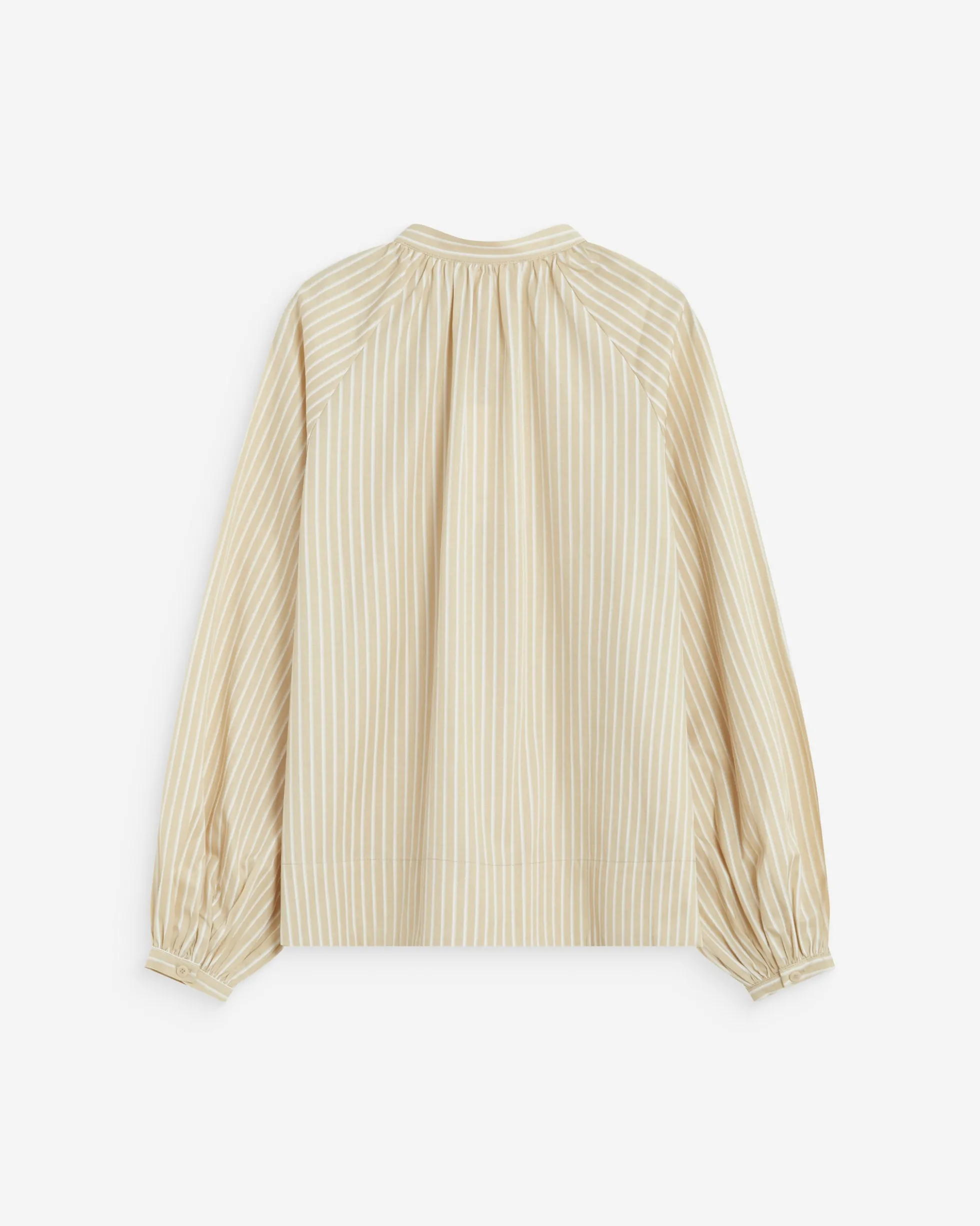 Blouse à rayures col mao à nouer beige Albane