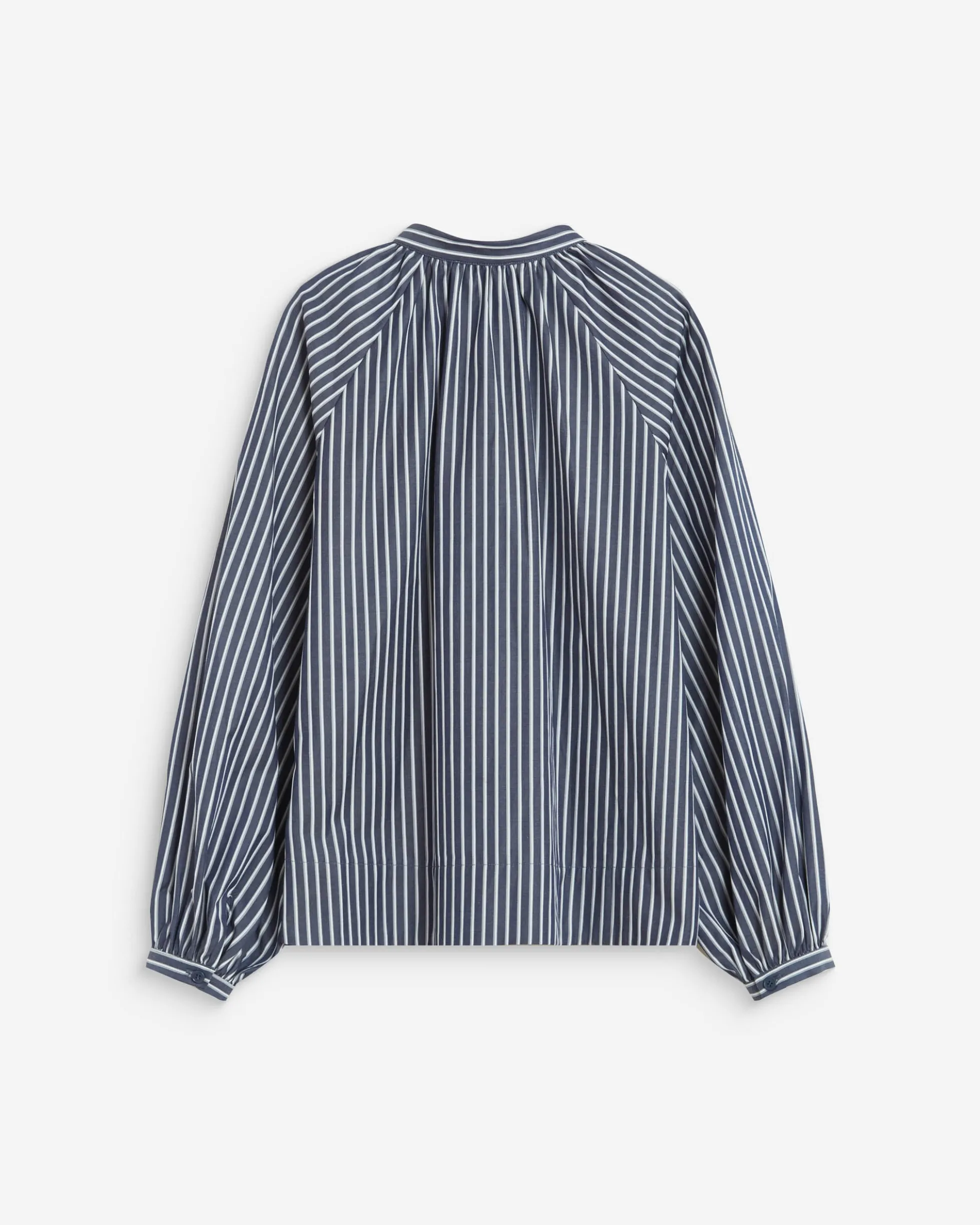 Blouse à rayures col mao à nouer marine Albane