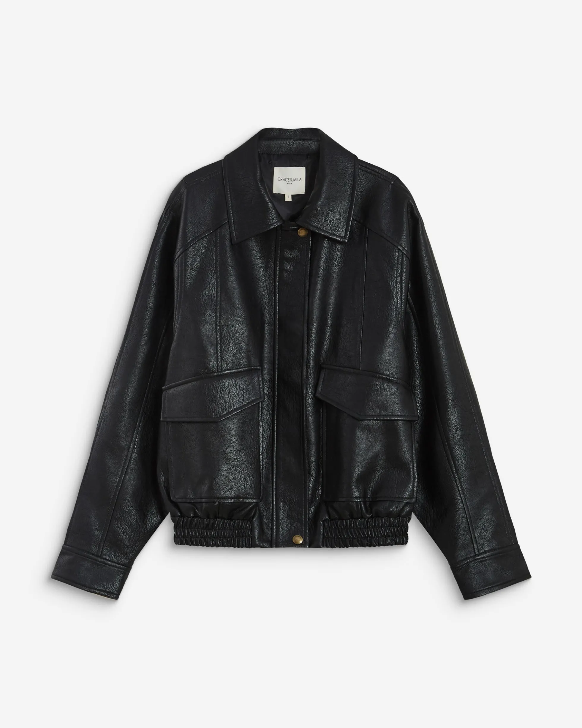 Blouson oversize similicuir à poches noir Axel