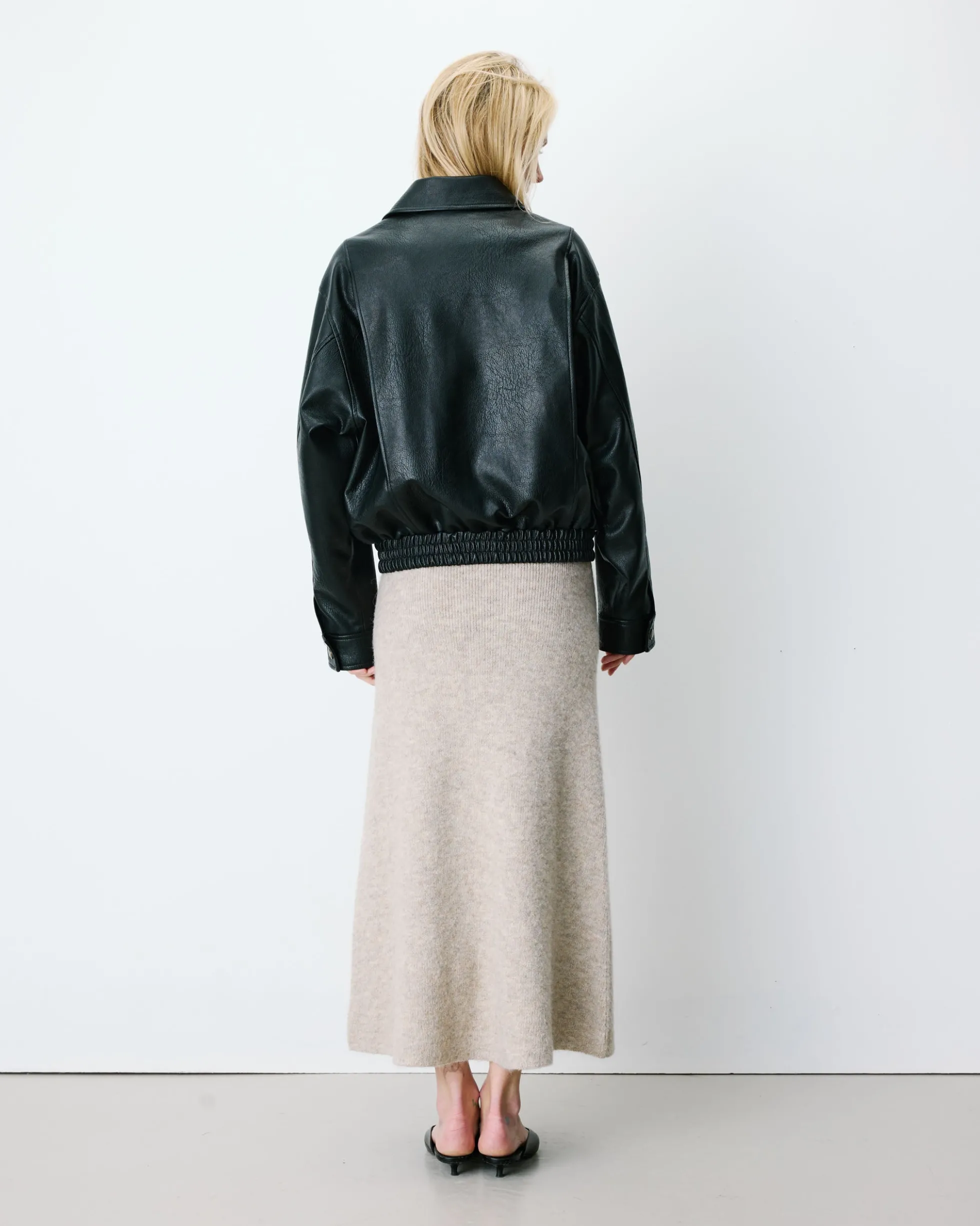 Blouson oversize similicuir à poches noir Axel
