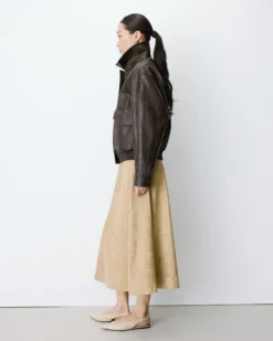 Blouson oversize similicuir à poches chocolat Axel