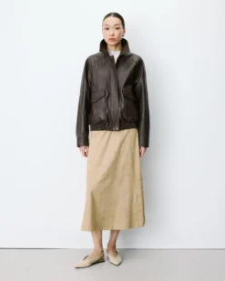 Blouson oversize similicuir à poches chocolat Axel