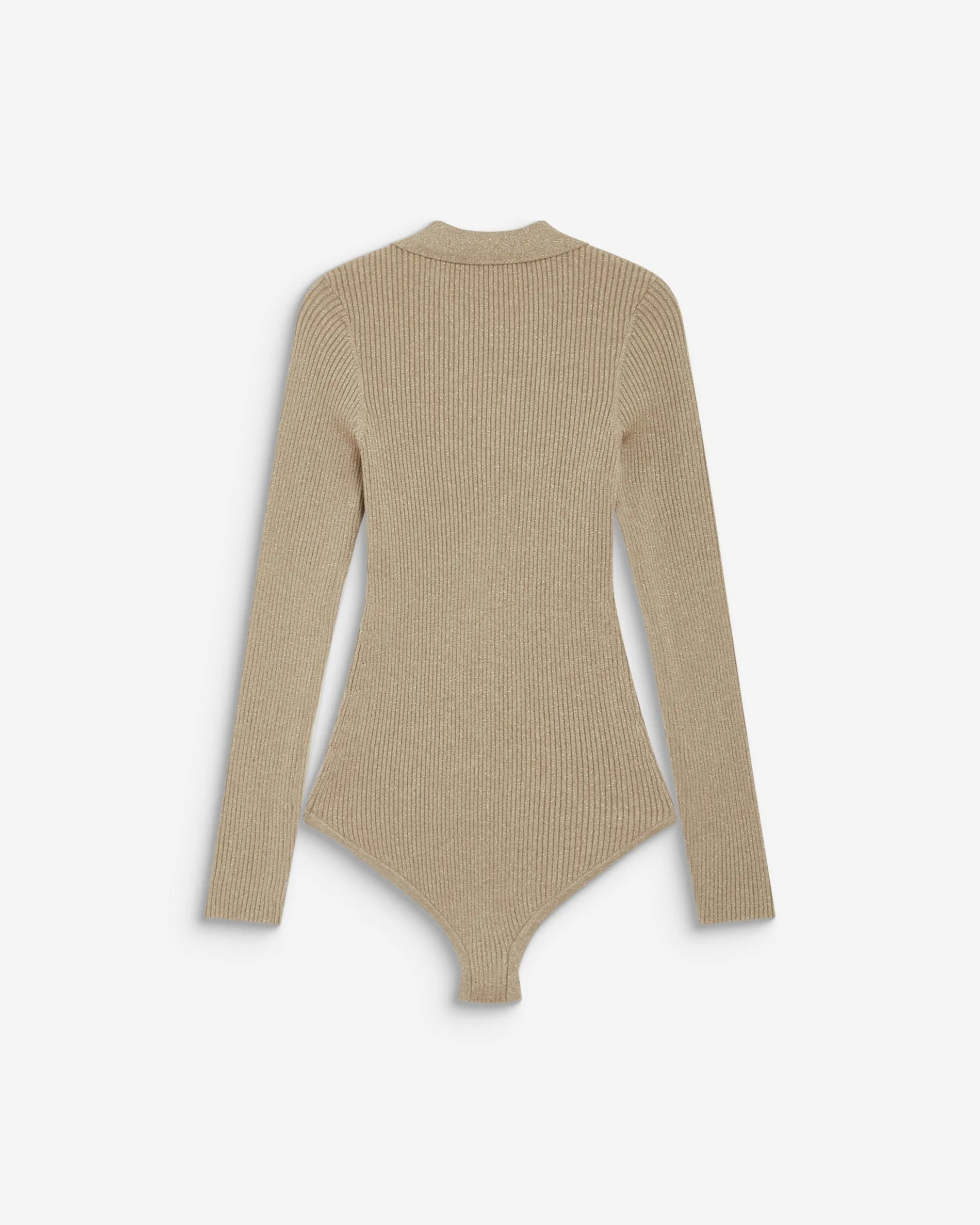 Body ajusté col polo en maille fine lurex gold Bentley