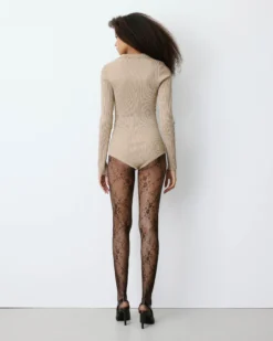 Body ajusté col polo en maille fine lurex gold Bentley