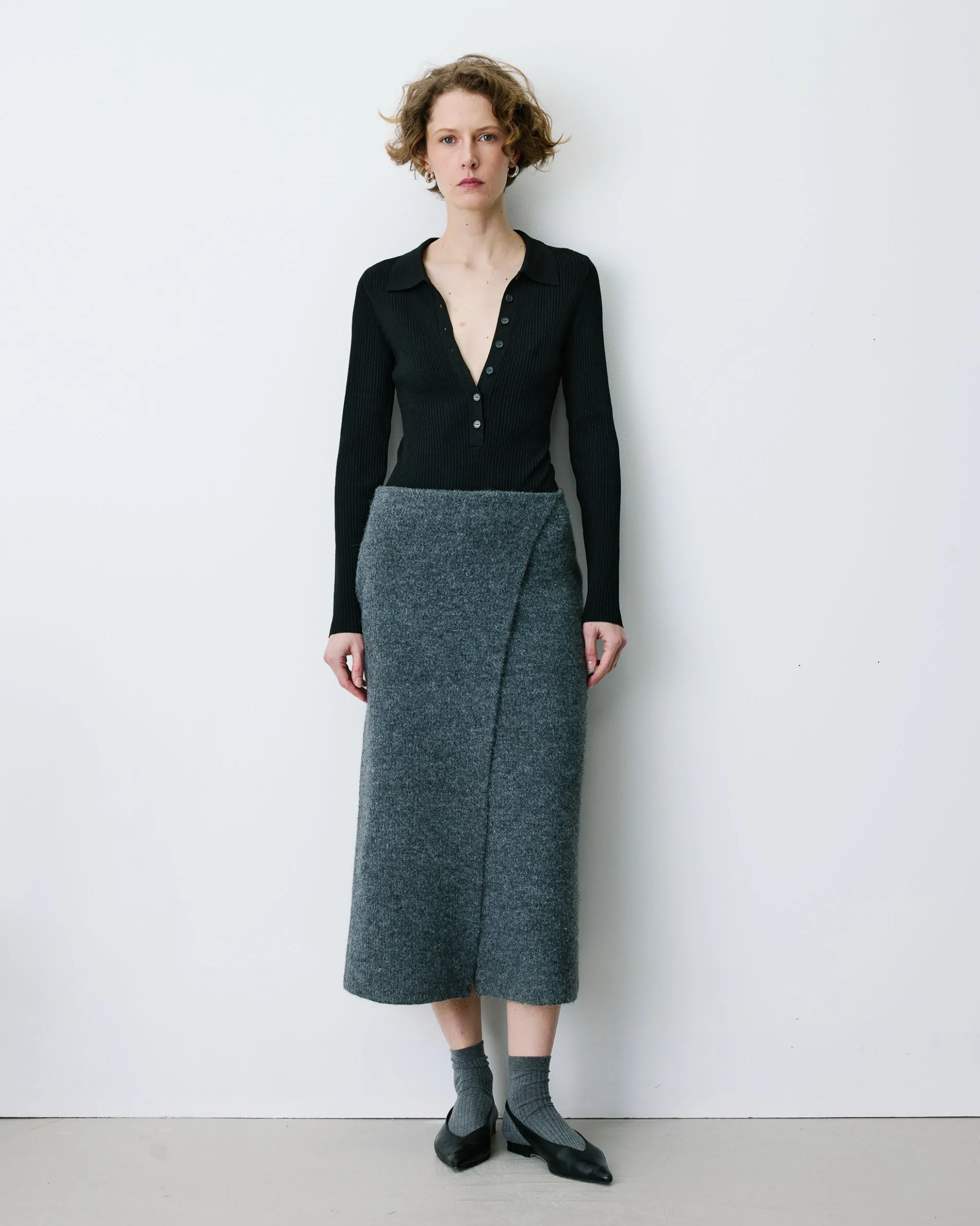 Body ajusté col polo en maille fine lurex noir Bentley