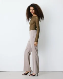 Body seconde peau en dentelle manches longues olive Bolero
