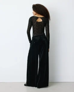 Body seconde peau en dentelle manches longues noir Bolero