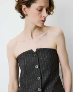 Bustier en laine mélangée à rayures chocolat Burton