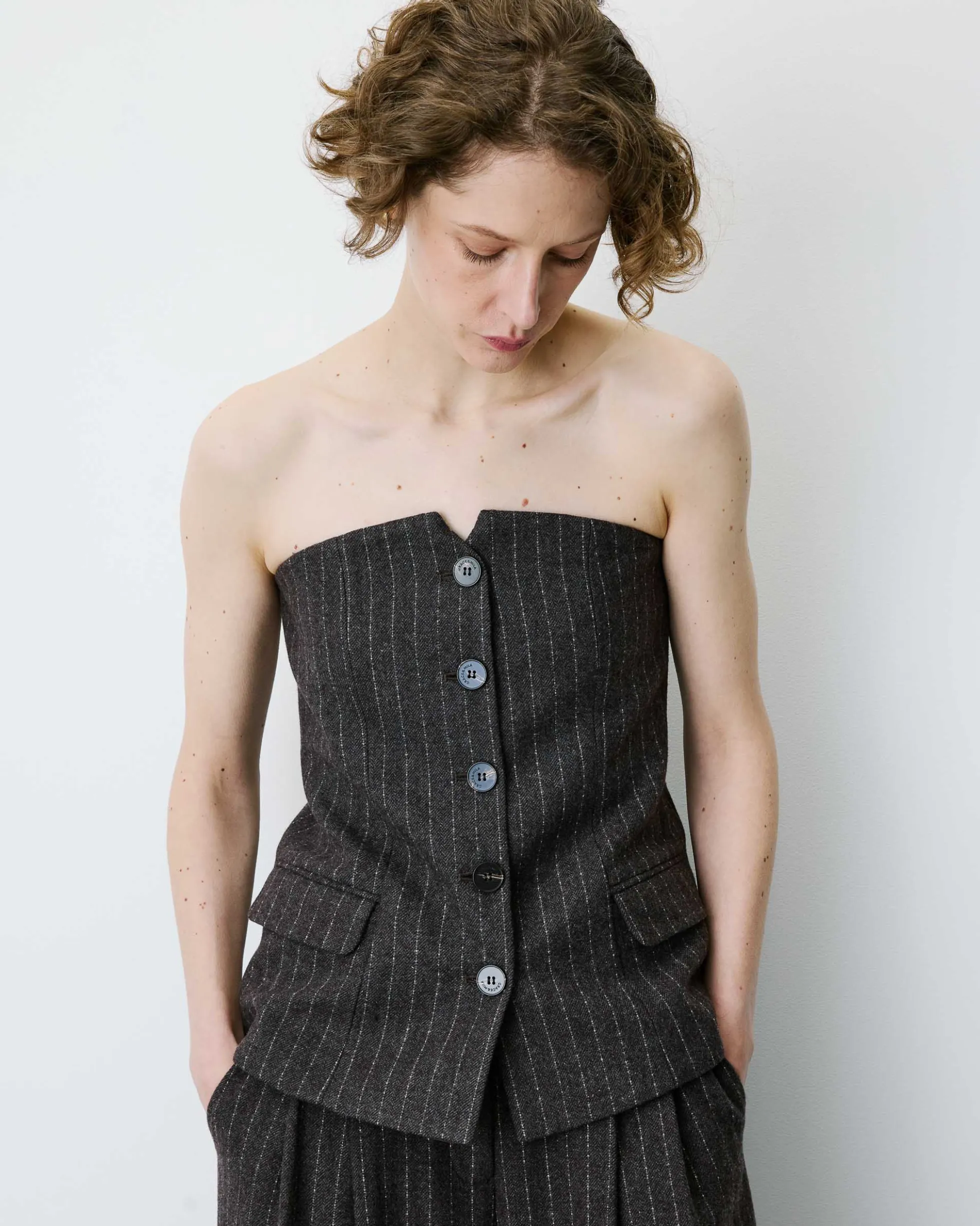 Bustier en laine mélangée à rayures chocolat Burton