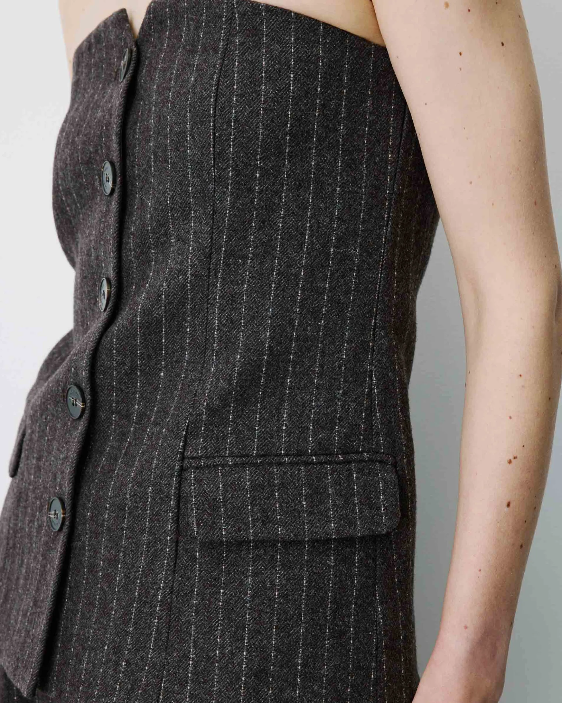 Bustier en laine mélangée à rayures chocolat Burton