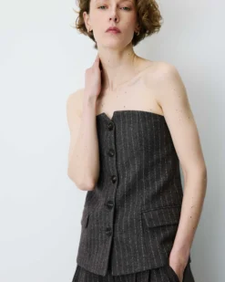 Bustier en laine mélangée à rayures chocolat Burton
