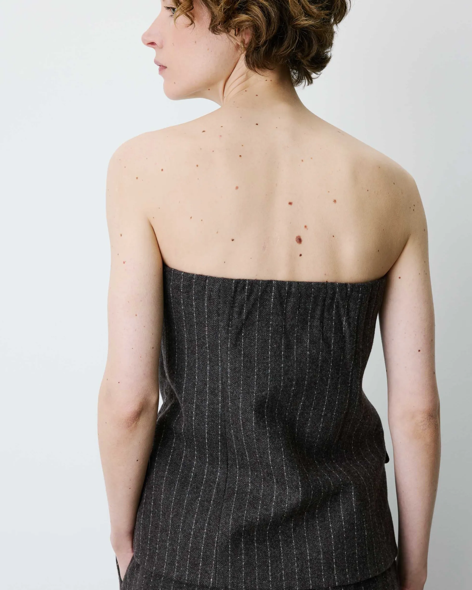 Bustier en laine mélangée à rayures chocolat Burton