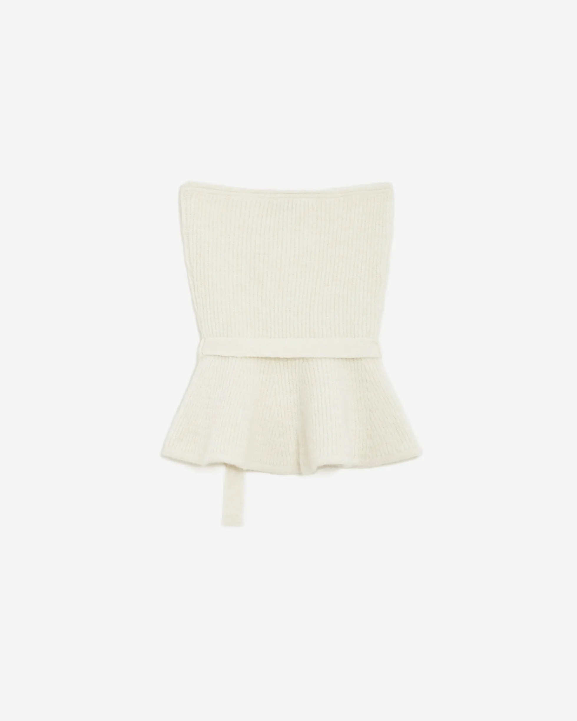 Bustier péplum ceinturé en maille côtelée ecru Berry