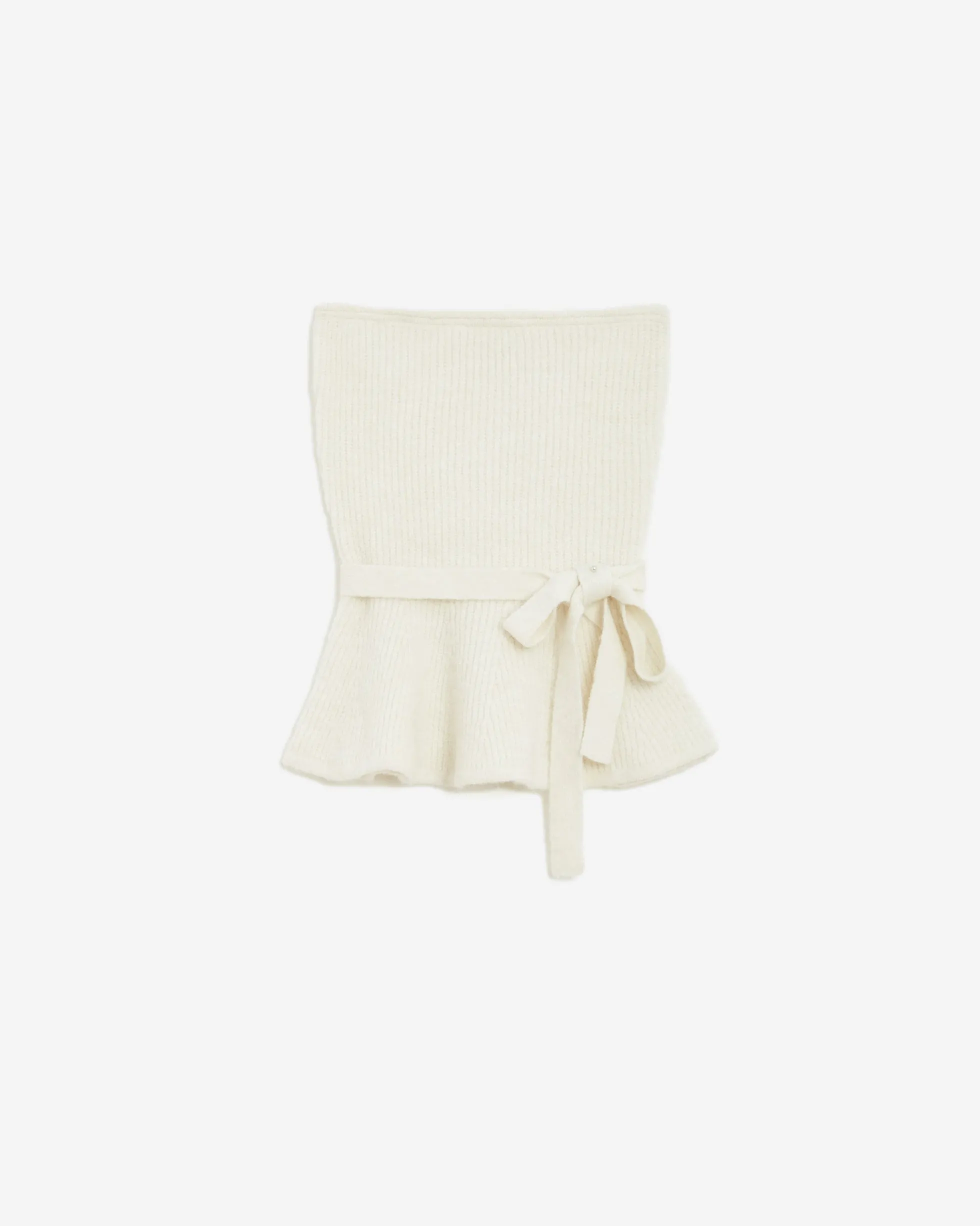 Bustier péplum ceinturé en maille côtelée ecru Berry