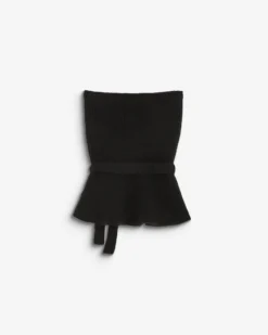 Bustier péplum ceinturé en maille côtelée noir Berry