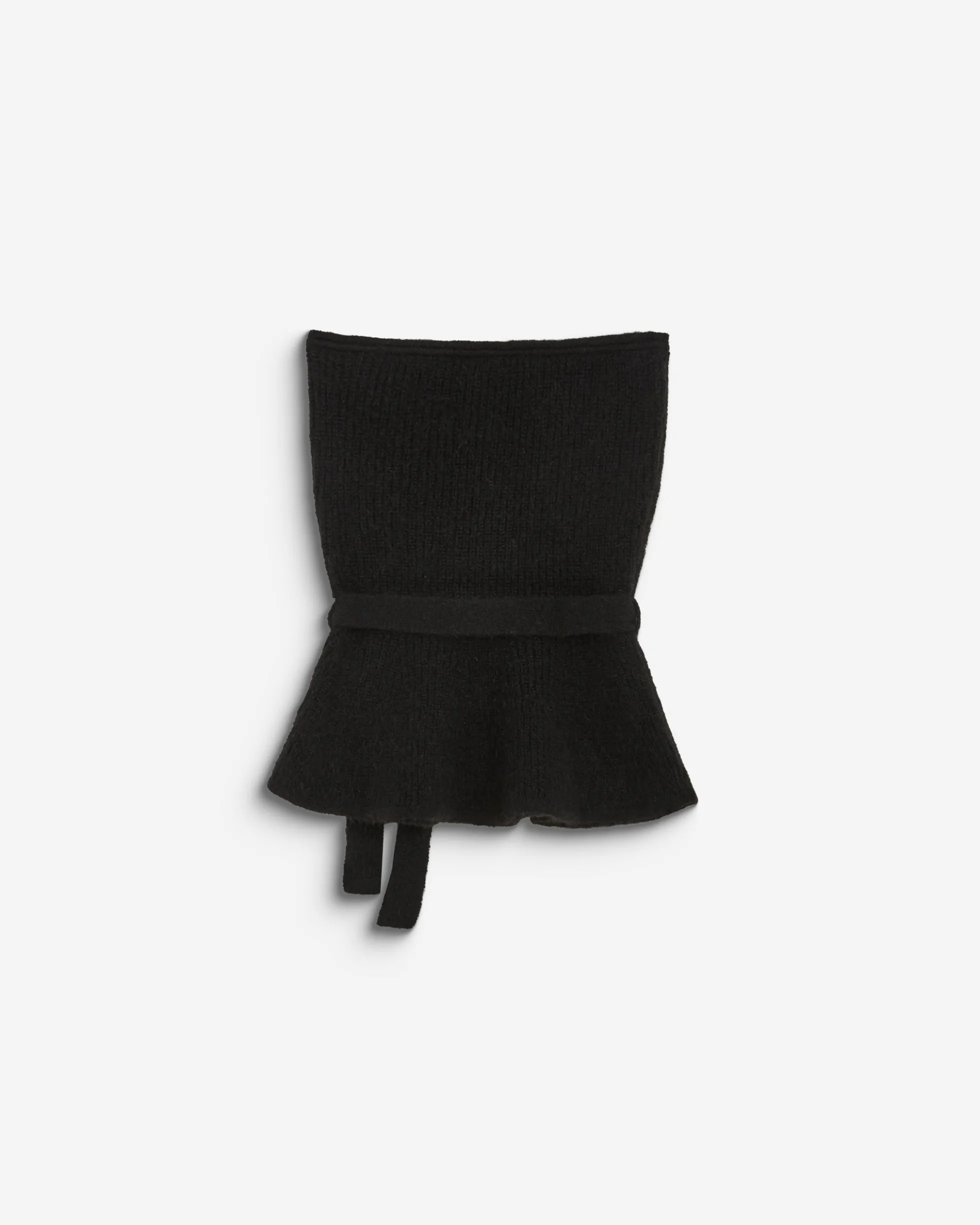 Bustier péplum ceinturé en maille côtelée noir Berry