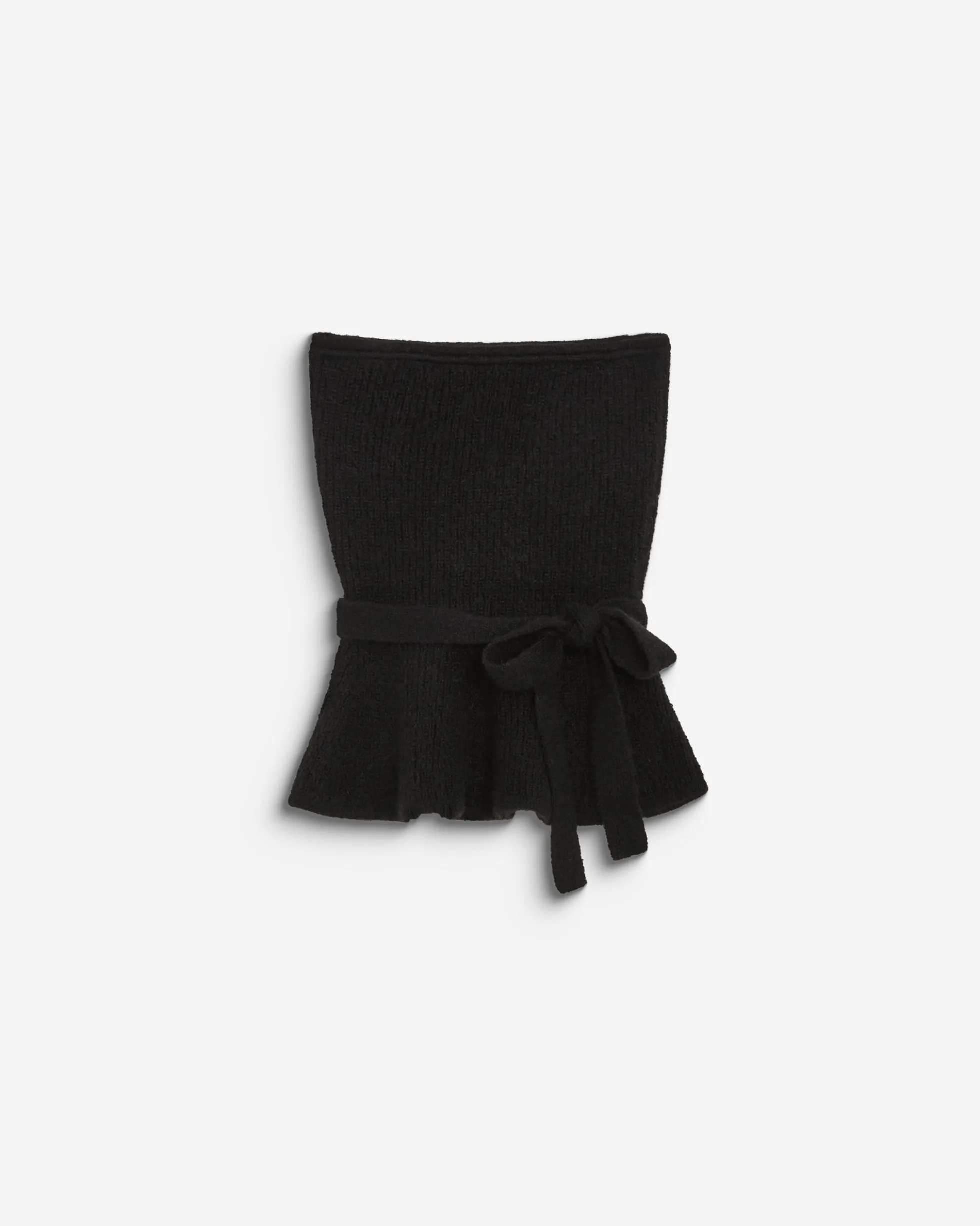Bustier péplum ceinturé en maille côtelée noir Berry