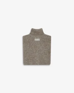 Cache-cou col roulé en maille taupe Ansel