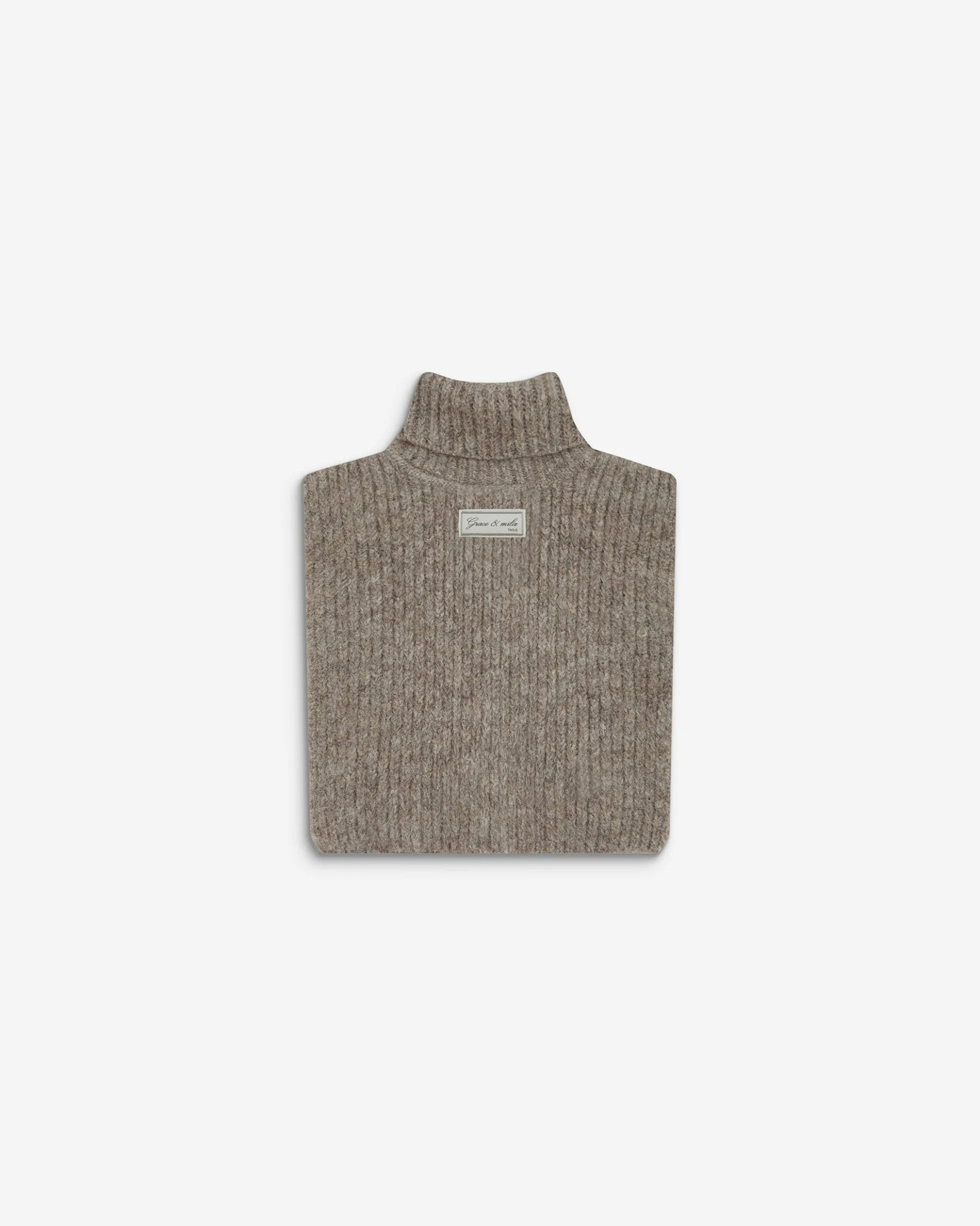 Cache-cou col roulé en maille taupe Ansel